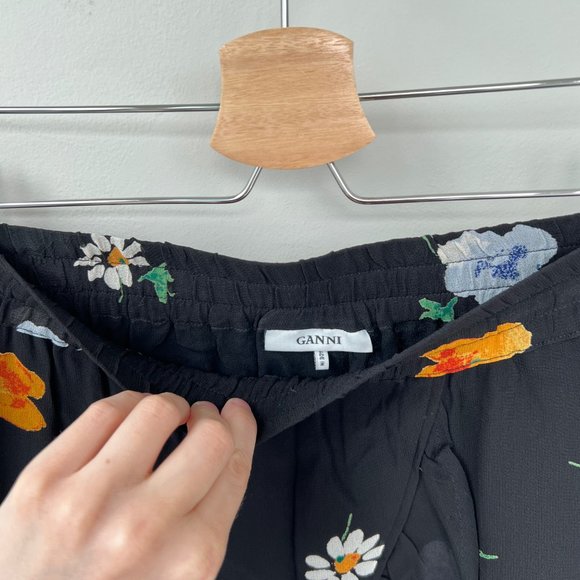 GANNI Dainty Georgette Mini Skirt In Black Size 34 - Picture 6 of 6